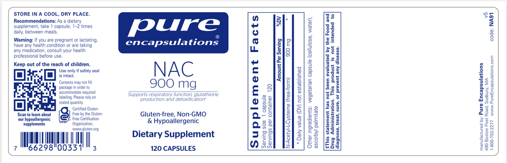 
                  
                    NAC (n-acetyl-l-cysteine) 900 mg
                  
                